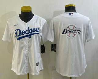Women%27s Los Angeles Dodgers Big Logo White MLB Cool Base Nike Jerseys->mlb womens jerseys->MLB Jersey